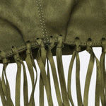 Boho Fringe Hobo Bag – Suede - Look Slouchy Shoulder Purse - in Military Green | Arvea Bags