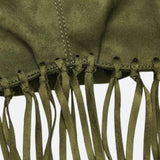 Boho Fringe Hobo Bag – Suede - Look Slouchy Shoulder Purse - in Military Green | Arvea Bags