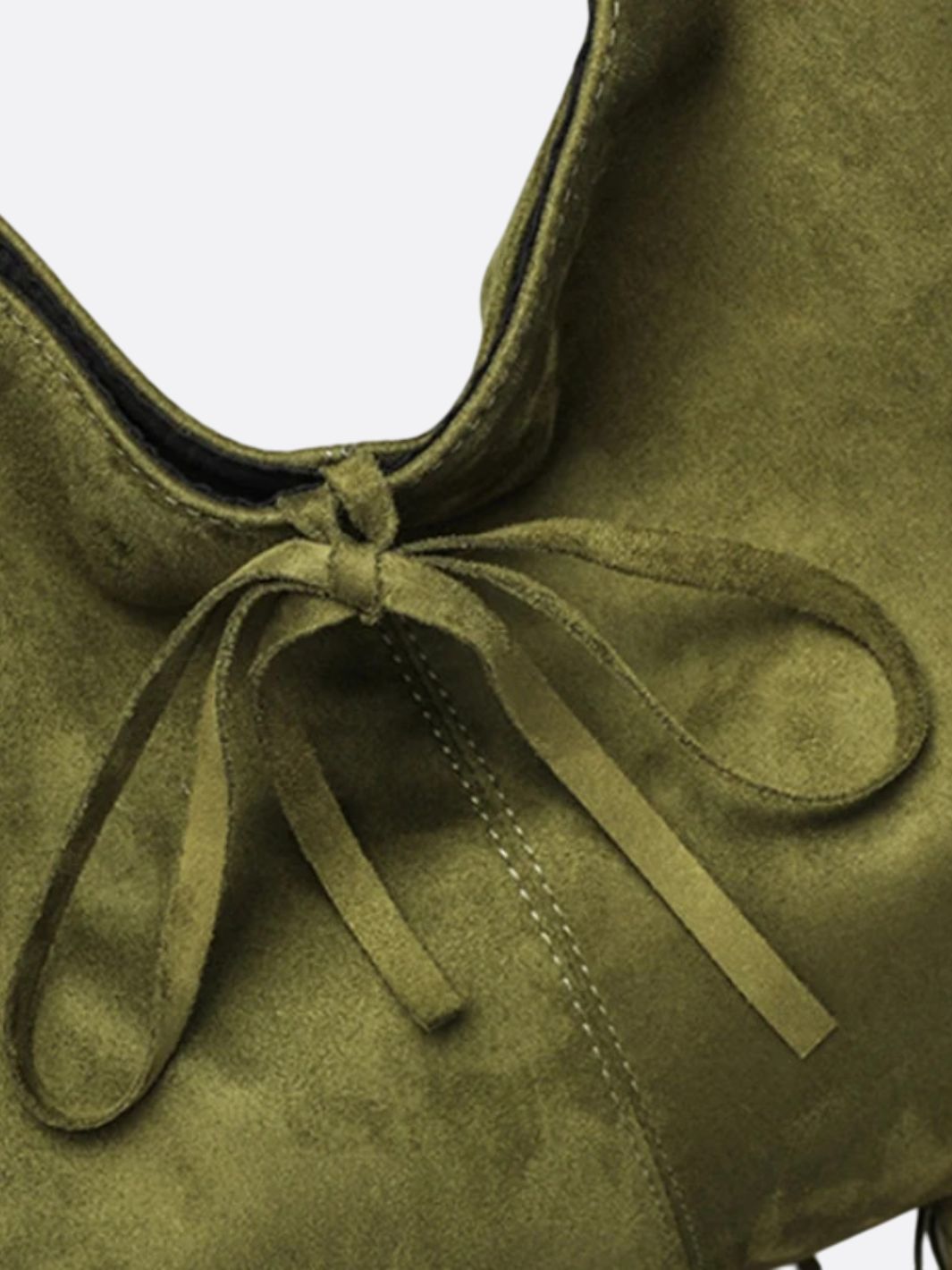 Boho Fringe Hobo Bag – Suede - Look Slouchy Shoulder Purse - in Military Green | Arvea Bags