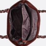 Boho Leather Tote Bag – Braided Straps & Tassel Charm - in Dark Brown | Arvea Bags