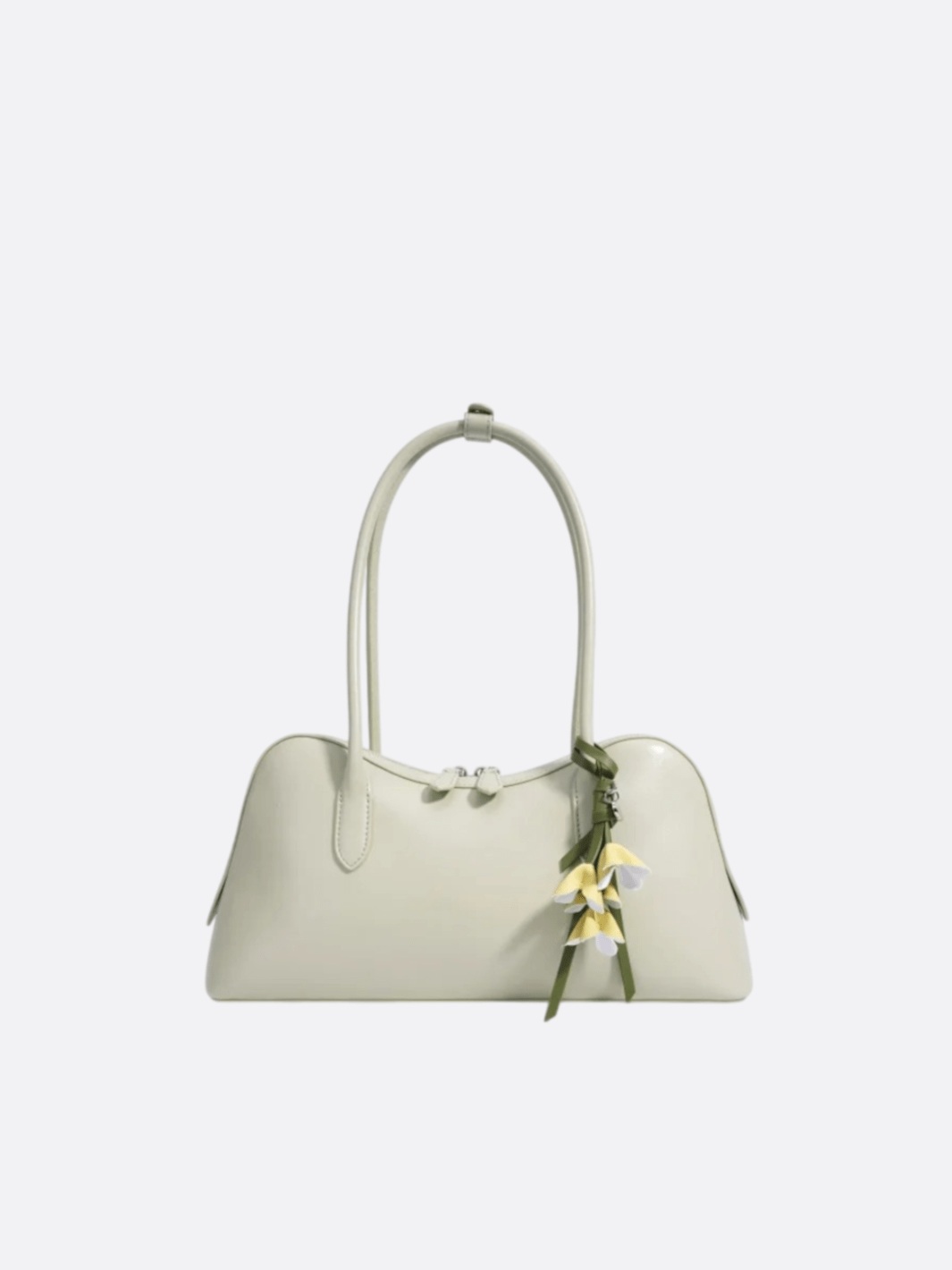 Boston Shoulder Bag with Floral Charm – Elegant Everyday Handbag - in Green | Arvea Bags
