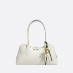 Boston Shoulder Bag with Floral Charm – Elegant Everyday Handbag - in White | Arvea Bags