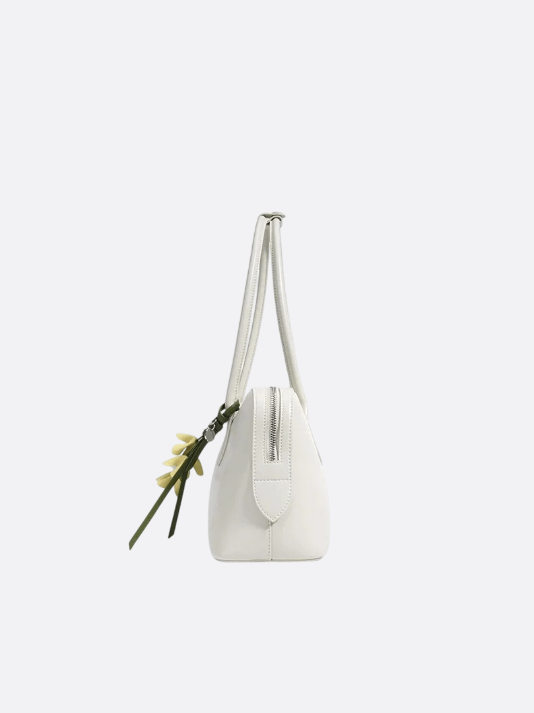Boston Shoulder Bag with Floral Charm – Elegant Everyday Handbag - in White | Arvea Bags