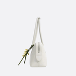 Boston Shoulder Bag with Floral Charm – Elegant Everyday Handbag - in White | Arvea Bags