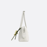 Boston Shoulder Bag with Floral Charm – Elegant Everyday Handbag - in White | Arvea Bags