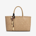 Braided Tote Bag with Removable Strap – Stylish Everyday Handbag with Charm - in Beige | Arvea Bags