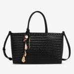 Braided Tote Bag with Removable Strap – Stylish Everyday Handbag with Charm - in Black | Arvea Bags