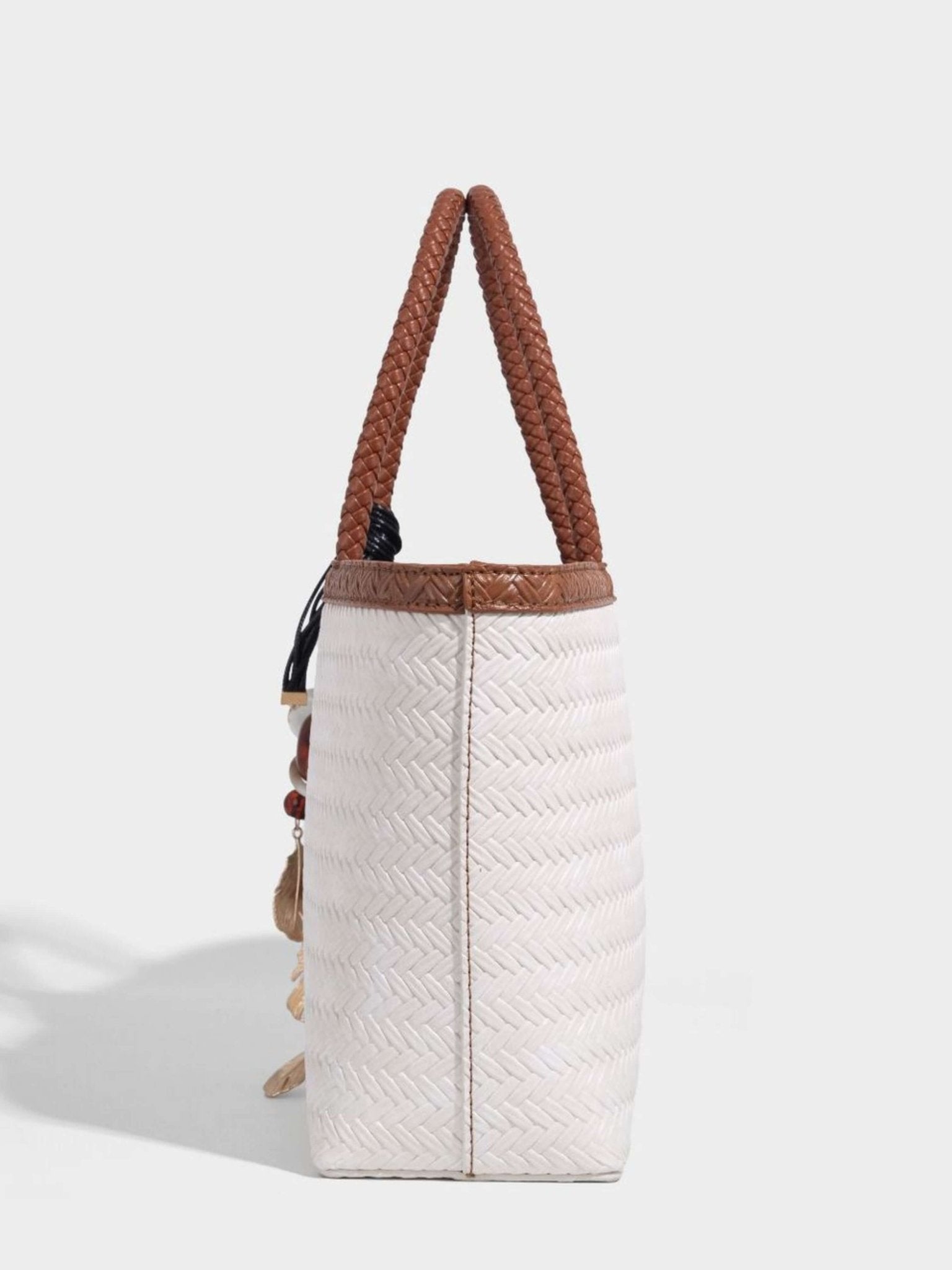 Braided Tote Bag with Removable Strap – Stylish Everyday Handbag with Charm - in Black | Arvea Bags