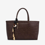 Braided Tote Bag with Removable Strap – Stylish Everyday Handbag with Charm - in Dark Brown | Arvea Bags