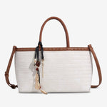 Braided Tote Bag with Removable Strap – Stylish Everyday Handbag with Charm - in White | Arvea Bags