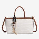 Braided Tote Bag with Removable Strap – Stylish Everyday Handbag with Charm - in White | Arvea Bags