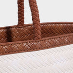 Braided Tote Bag with Removable Strap – Stylish Everyday Handbag with Charm - in White | Arvea Bags
