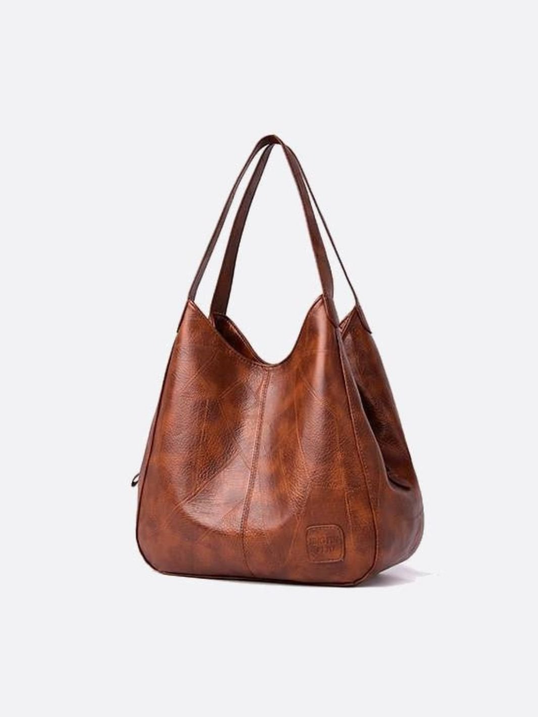 Brown Distressed Faux Leather Hobo Bag - Slouchy & Spacious - in Light Brown | Arvea Bags