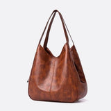 Brown Distressed Faux Leather Hobo Bag - Slouchy & Spacious - in Light Brown | Arvea Bags