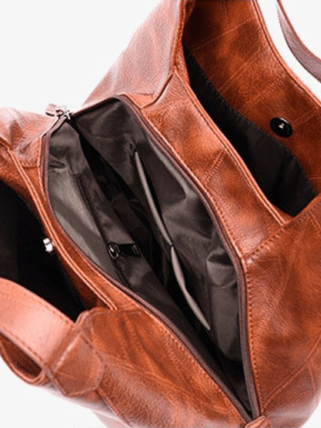 Brown Distressed Faux Leather Hobo Bag - Slouchy & Spacious - in Light Brown | Arvea Bags