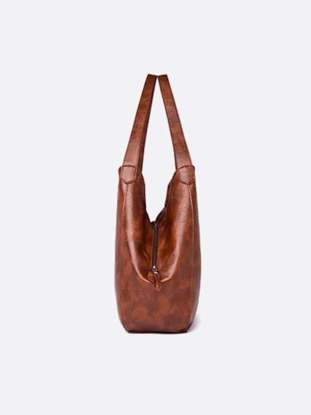Brown Distressed Faux Leather Hobo Bag - Slouchy & Spacious - in Light Brown | Arvea Bags