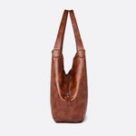 Brown Distressed Faux Leather Hobo Bag - Slouchy & Spacious - in Light Brown | Arvea Bags
