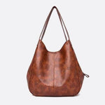 Brown Distressed Faux Leather Hobo Bag - Slouchy & Spacious - in Light Brown | Arvea Bags
