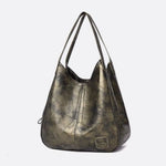 Brown Distressed Faux Leather Hobo Bag - Slouchy & Spacious - in Muted Green | Arvea Bags