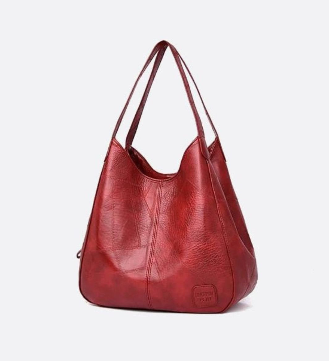 Brown Distressed Faux Leather Hobo Bag - Slouchy & Spacious - in Red | Arvea Bags