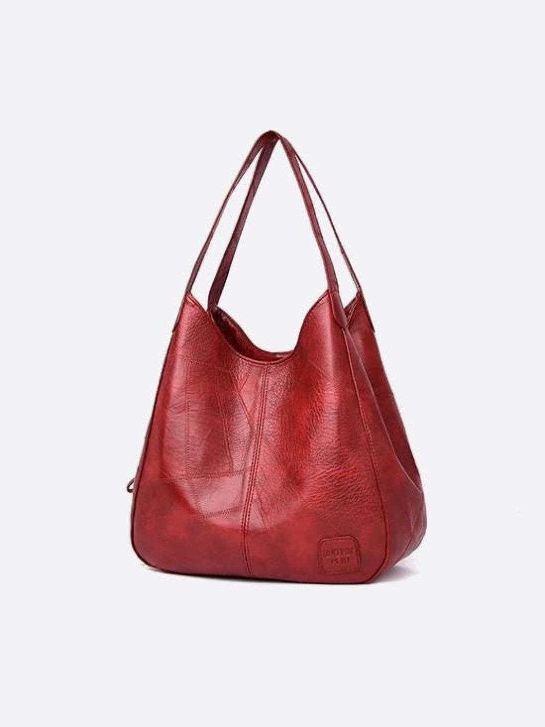 Brown Distressed Faux Leather Hobo Bag - Slouchy & Spacious - in Red | Arvea Bags