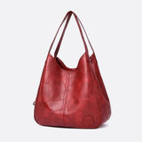 Brown Distressed Faux Leather Hobo Bag - Slouchy & Spacious - in Red | Arvea Bags