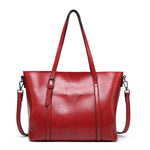 Brown Faux Leather Tote Bag - Versatile Shoulder & Crossbody - in Red | Arvea Bags