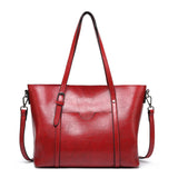 Brown Faux Leather Tote Bag - Versatile Shoulder & Crossbody - in Red | Arvea Bags