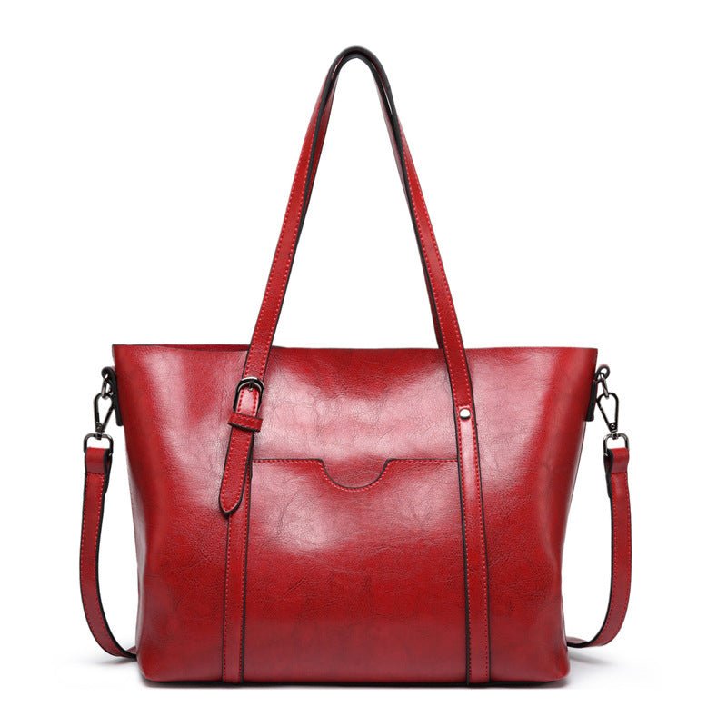 Brown Faux Leather Tote Bag - Versatile Shoulder & Crossbody - in Red | Arvea Bags