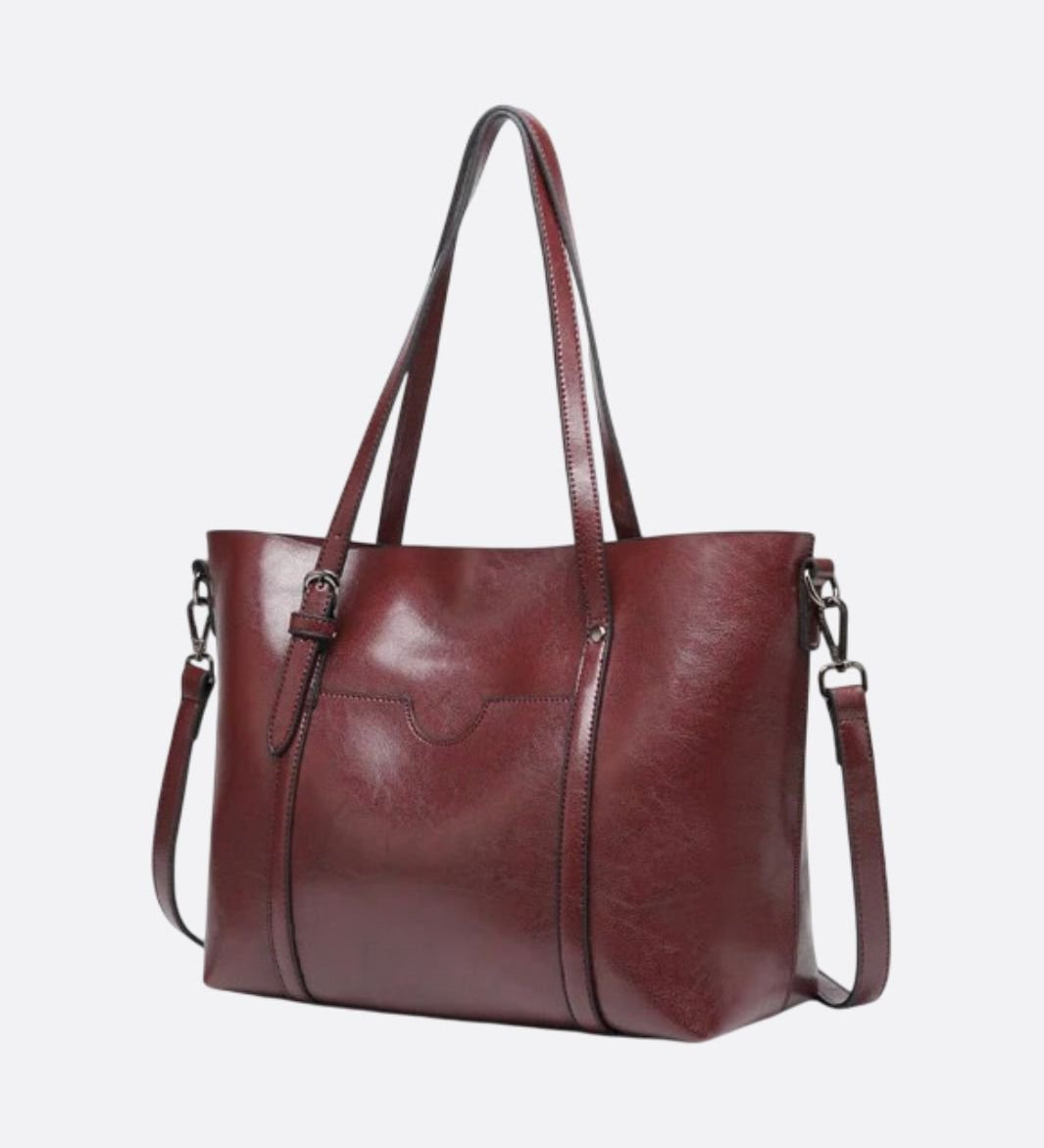 Brown Leather Tote Bag – Classic Elegance Meets Everyday Practicality - in Burgundy | Arvea Bags
