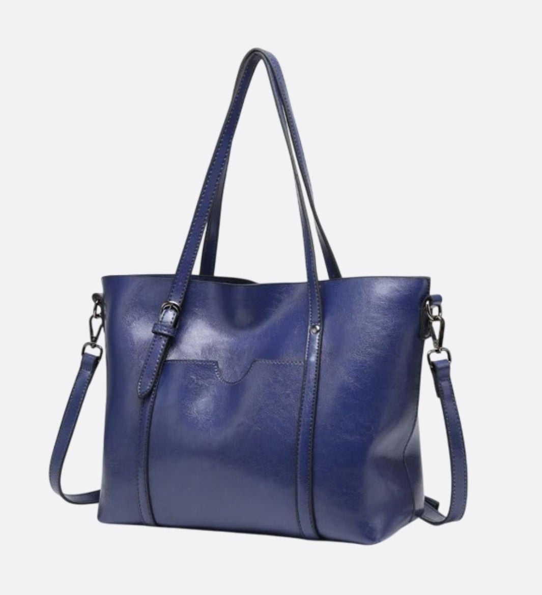 Brown Leather Tote Bag – Classic Elegance Meets Everyday Practicality - in Dark Blue | Arvea Bags