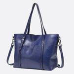 Brown Leather Tote Bag – Classic Elegance Meets Everyday Practicality - in Dark Blue | Arvea Bags