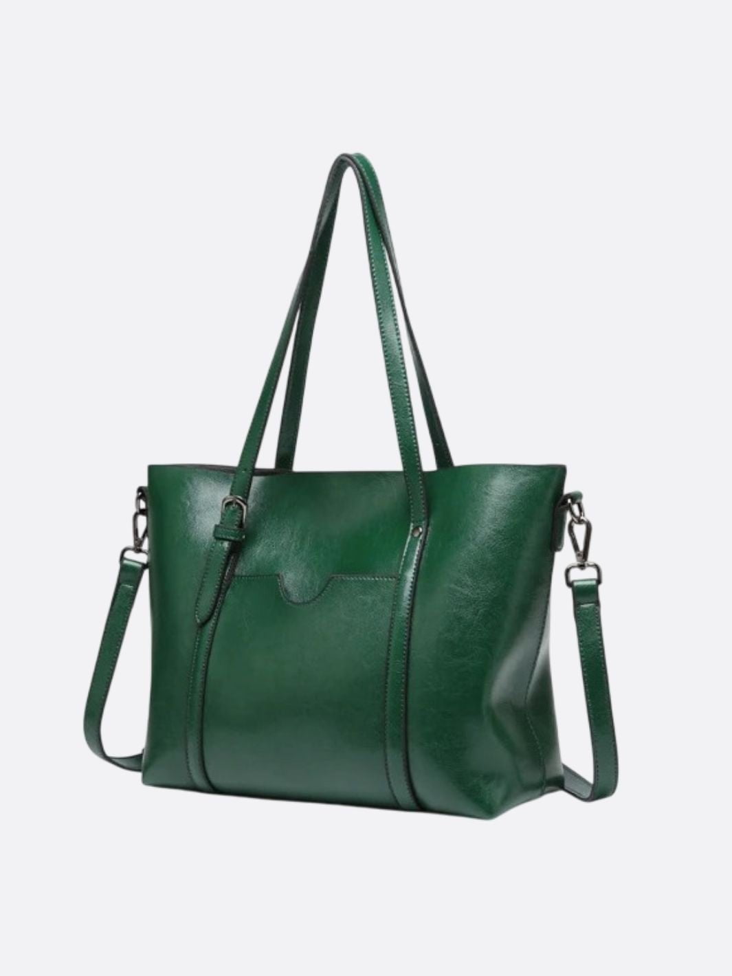 Brown Leather Tote Bag – Classic Elegance Meets Everyday Practicality - in Dark Green | Arvea Bags