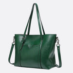 Brown Leather Tote Bag – Classic Elegance Meets Everyday Practicality - in Dark Green | Arvea Bags