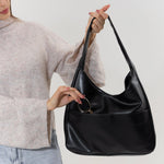 Caitriona | Trendy Leather Shoulder Bag – Stylish & Spacious - in Black | Arvea Bags