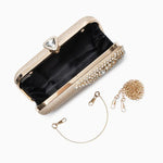 Calithea | Crystal & Gold Evening Clutch – Radiant Glamour - in Gold | Arvea Bags