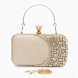 Calithea | Crystal & Gold Evening Clutch – Radiant Glamour - in Gold | Arvea Bags