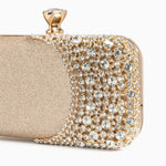 Calithea | Crystal & Gold Evening Clutch – Radiant Glamour - in Gold | Arvea Bags