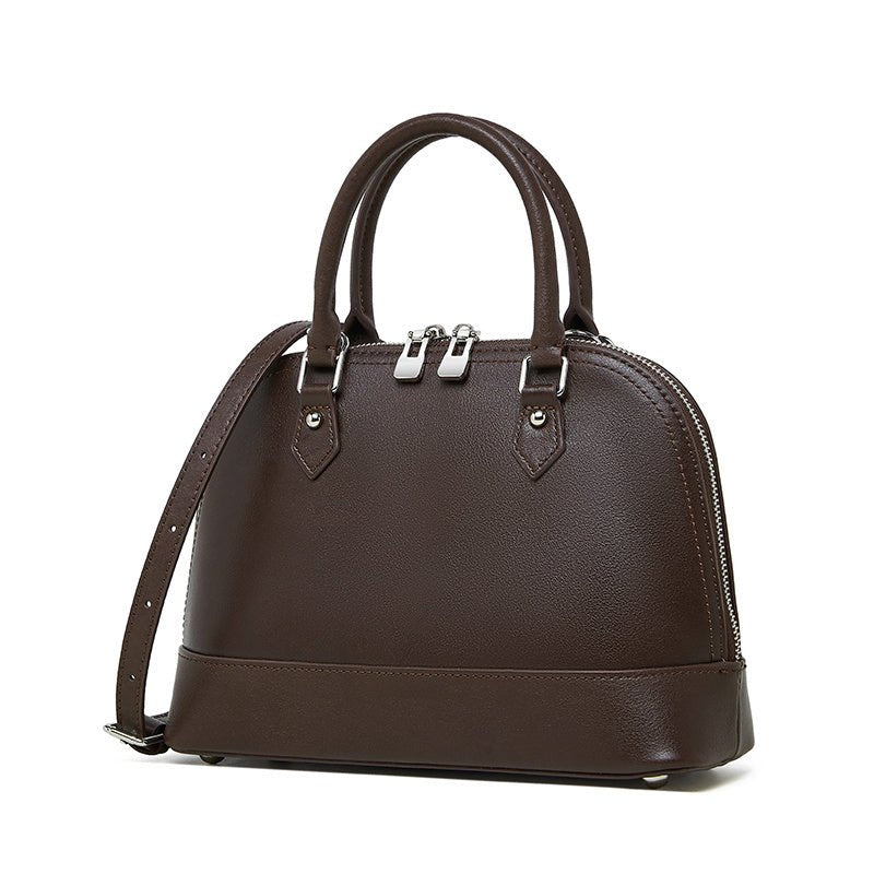 Calypso | Elegant Brown Dome Handbag – Classic Style & Everyday Luxury - in Dark Brown | Arvea Bags