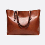Camel PU Leather Tote Bag – Timeless, Roomy & Refined - in Classic Brown | Arvea Bags