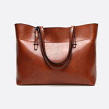 Camel PU Leather Tote Bag – Timeless, Roomy & Refined - in Classic Brown | Arvea Bags