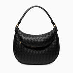 Camilla Woven Leather Shoulder Bag – Designer - Inspired Ladies’ Handbag - in Black | Arvea Bags