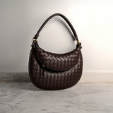 Camilla Woven Leather Shoulder Bag – Designer - Inspired Ladies’ Handbag - in Black | Arvea Bags