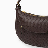 Camilla Woven Leather Shoulder Bag – Designer - Inspired Ladies’ Handbag - in Brown | Arvea Bags