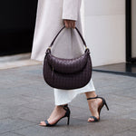 Camilla Woven Leather Shoulder Bag – Designer - Inspired Ladies’ Handbag - in Brown | Arvea Bags