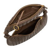 Camilla Woven Leather Shoulder Bag – Designer - Inspired Ladies’ Handbag - in Caramel | Arvea Bags