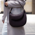 Camilla Woven Leather Shoulder Bag – Designer - Inspired Ladies’ Handbag - in Caramel | Arvea Bags
