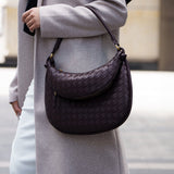 Camilla Woven Leather Shoulder Bag – Designer - Inspired Ladies’ Handbag - in Caramel | Arvea Bags