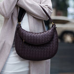 Camilla Woven Leather Shoulder Bag – Designer - Inspired Ladies’ Handbag - in Espresso Brown | Arvea Bags