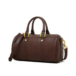 Camille | Brown Leather Duffle Satchel – Classic & Chic - in Brown | Arvea Bags